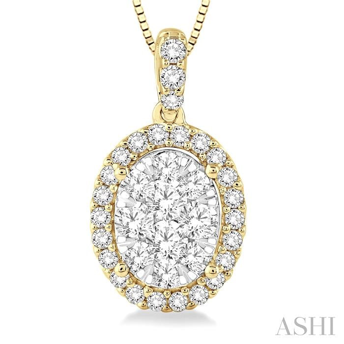ASHI Oval Shape Halo Lovebright Essential Diamond Pendant 96075PPFVPDYW