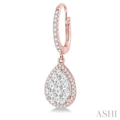 ASHI Pear Shape Halo Lovebright Essential Diamond Earrings 96092PPFVERPW