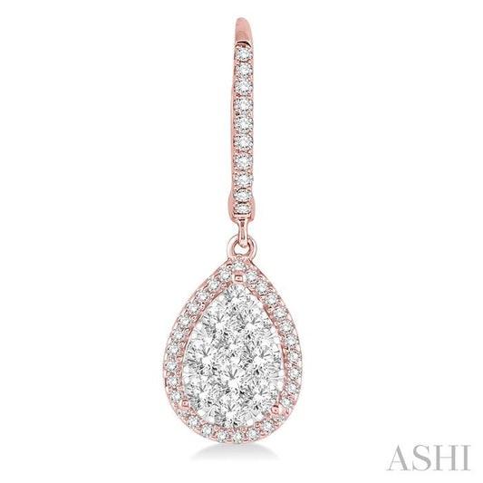 ASHI Pear Shape Halo Lovebright Essential Diamond Earrings 96092PPFVERPW