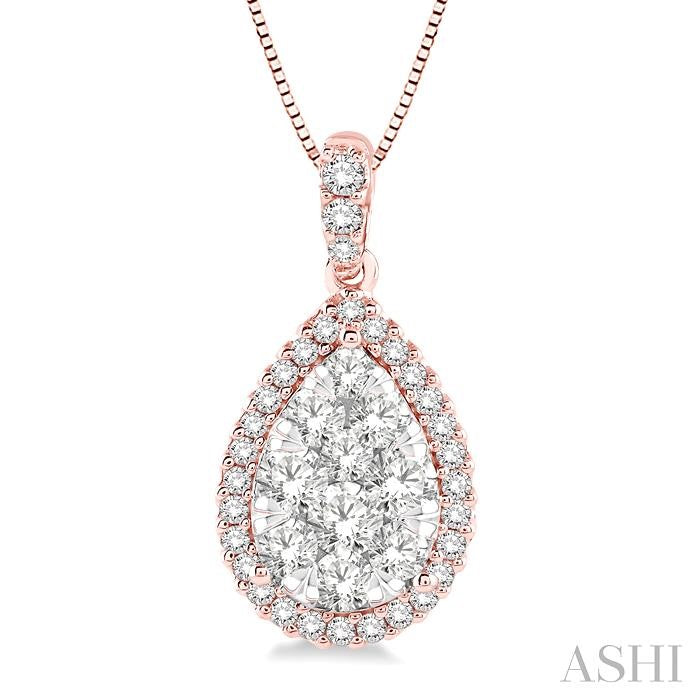ASHI Pear Shape Halo Lovebright Essential Diamond Pendant 96092PPFVPDPW