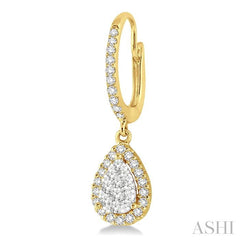 ASHI Pear Shape Halo Lovebright Essential Diamond Earrings 96093PPFGERYW