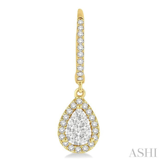ASHI Pear Shape Halo Lovebright Essential Diamond Earrings 96093PPFGERYW