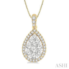 ASHI Pear Shape Halo Lovebright Essential Diamond Pendant 96093PPFGPDYW