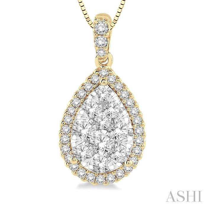 ASHI Pear Shape Halo Lovebright Essential Diamond Pendant 96093PPFGPDYW