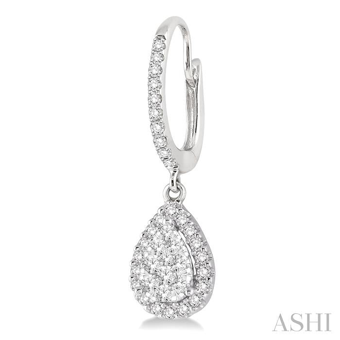 ASHI Pear Shape Halo Lovebright Essential Diamond Earrings 96093PPFVERWG