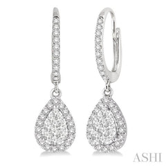 ASHI Pear Shape Halo Lovebright Essential Diamond Earrings 96093PPFVERWG