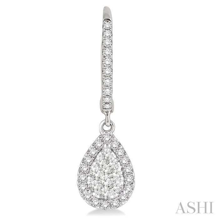 ASHI Pear Shape Halo Lovebright Essential Diamond Earrings 96093PPFVERWG