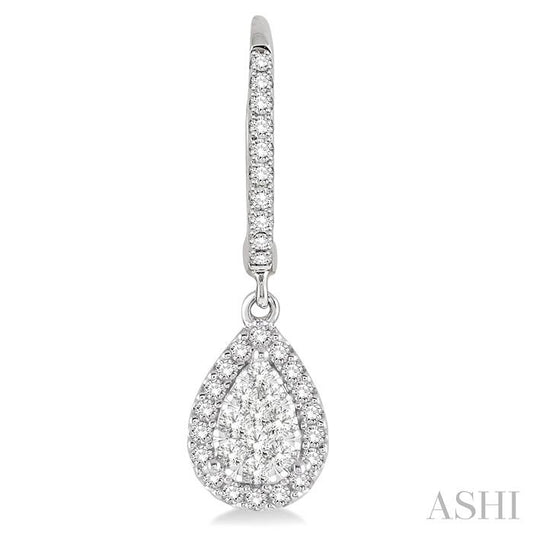 ASHI Pear Shape Halo Lovebright Essential Diamond Earrings 96093PPFVERWG