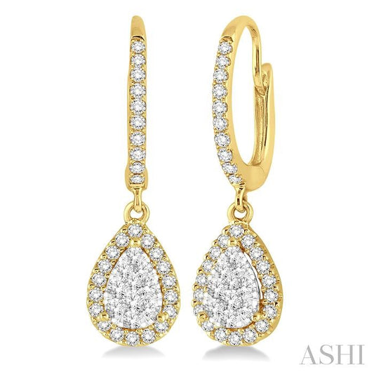 ASHI Pear Shape Halo Lovebright Essential Diamond Earrings 96094PPFGERYW