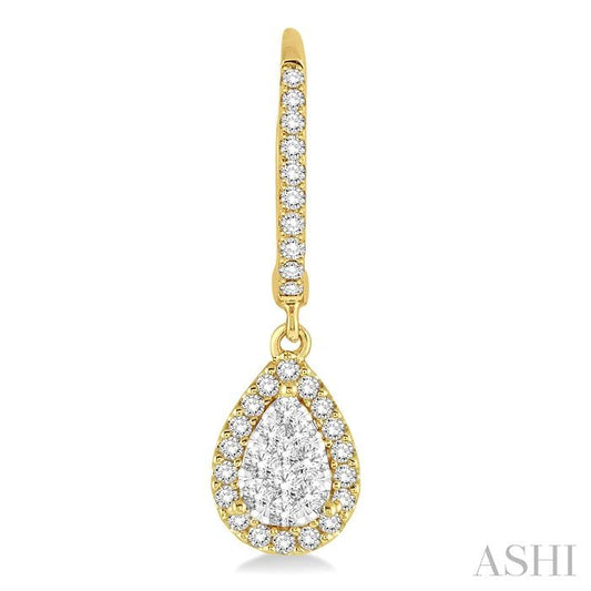 ASHI Pear Shape Halo Lovebright Essential Diamond Earrings 96094PPFGERYW