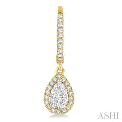 ASHI Pear Shape Halo Lovebright Essential Diamond Earrings 96094PPFGERYW