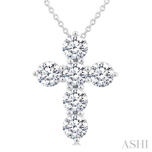 ASHI 6 Stone Cross Diamond Fashion Pendant 960C0PPFGPDWG-1.50