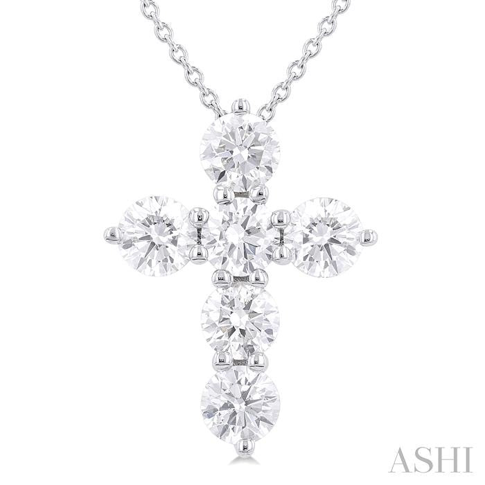 ASHI 6 Stone Cross Diamond Fashion Pendant 960C0PPFHPDWG-1.50