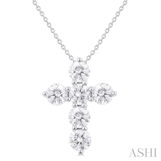 ASHI 6 Stone Cross Diamond Fashion Pendant 960C0PPFHPDWG-2.00