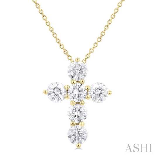 ASHI 6 Stone Cross Diamond Fashion Pendant 960C0PPFHPDYG-1.50