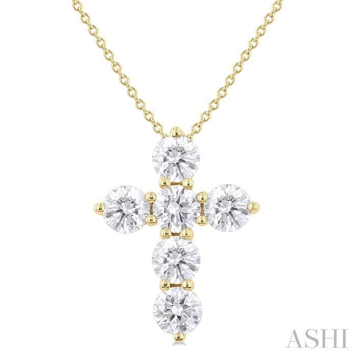 ASHI 6 Stone Cross Diamond Fashion Pendant 960C0PPFHPDYG-2.00