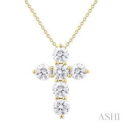 ASHI 6 Stone Cross Diamond Fashion Pendant 960C0PPFHPDYG-2.00