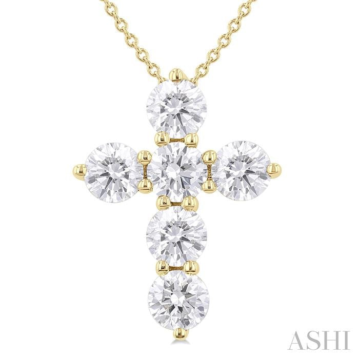 ASHI 6 Stone Cross Diamond Fashion Pendant 960C0PPFHPDYG-2.00
