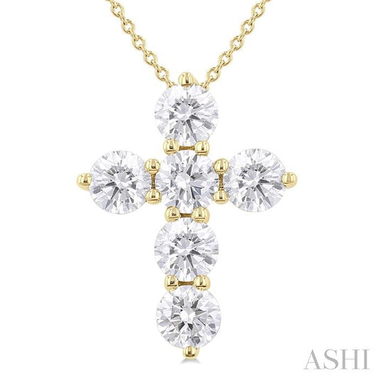 ASHI 6 Stone Cross Diamond Fashion Pendant 960C0PPFHPDYG-2.00