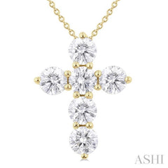 ASHI 6 Stone Cross Diamond Fashion Pendant 960C0PPFHPDYG-2.00