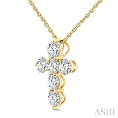 ASHI 6 Stone Cross Diamond Fashion Pendant 960C1PPFGPDYG
