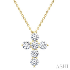 ASHI 6 Stone Cross Diamond Fashion Pendant 960C1PPFGPDYG