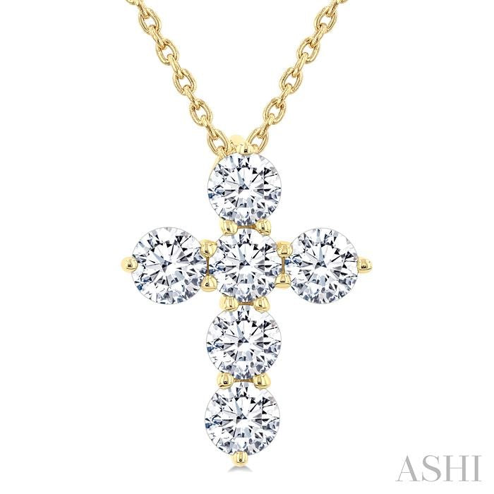 ASHI 6 Stone Cross Diamond Fashion Pendant 960C1PPFGPDYG