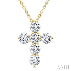 ASHI 6 Stone Cross Diamond Fashion Pendant 960C1PPFGPDYG