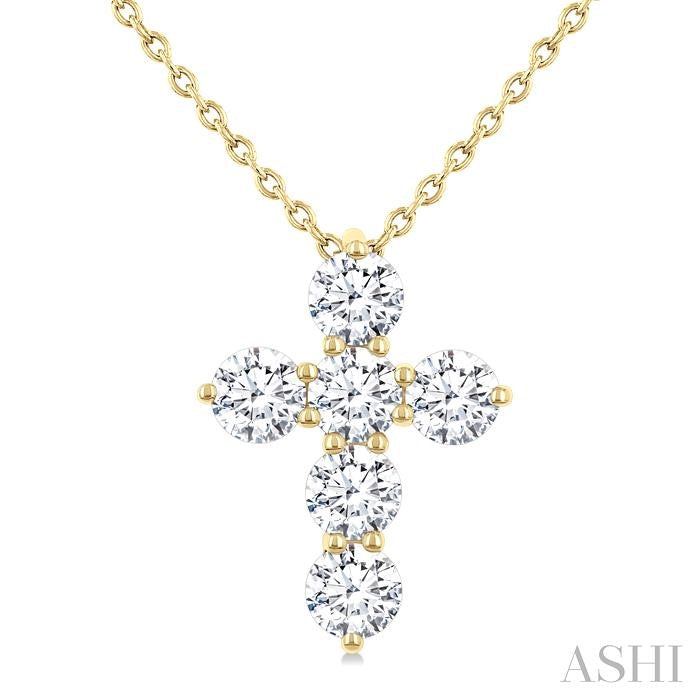 ASHI 6 Stone Cross Diamond Fashion Pendant 960C1PPFHPDYG