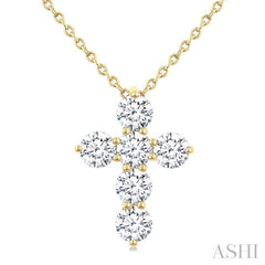 ASHI 6 Stone Cross Diamond Fashion Pendant 960C1PPFHPDYG