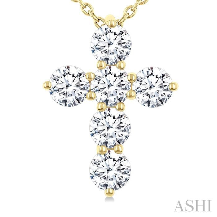 ASHI 6 Stone Cross Diamond Fashion Pendant 960C1PPFHPDYG