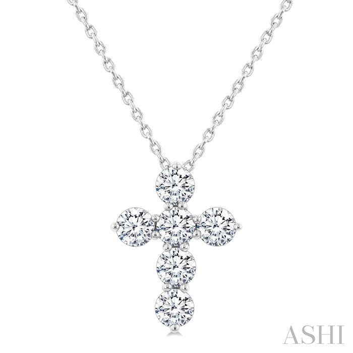 ASHI 6 Stone Cross Diamond Fashion Pendant 960C2PPFGPDWG