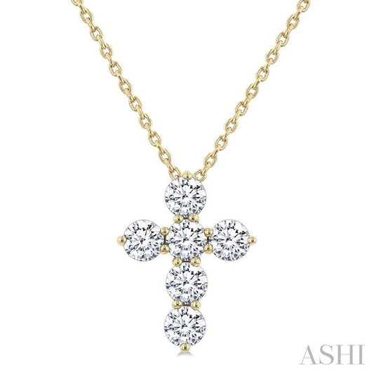 ASHI 6 Stone Cross Diamond Fashion Pendant 960C2PPFGPDYG