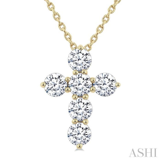 ASHI 6 Stone Cross Diamond Fashion Pendant 960C2PPFGPDYG