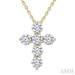 ASHI 6 Stone Cross Diamond Fashion Pendant 960C2PPFGPDYG