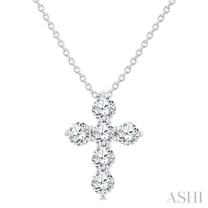 ASHI 6 Stone Cross Diamond Fashion Pendant 960C3PPFGPDWG