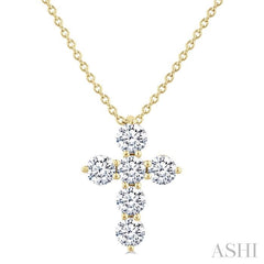 ASHI 6 Stone Cross Diamond Fashion Pendant 960C3PPFGPDYG