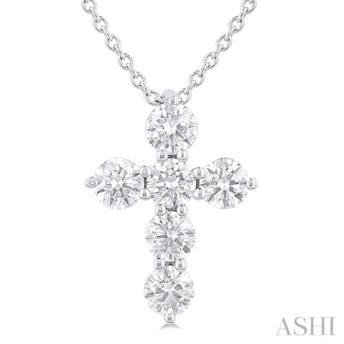 ASHI 6 Stone Cross Diamond Fashion Pendant 960C3PPFHPDWG