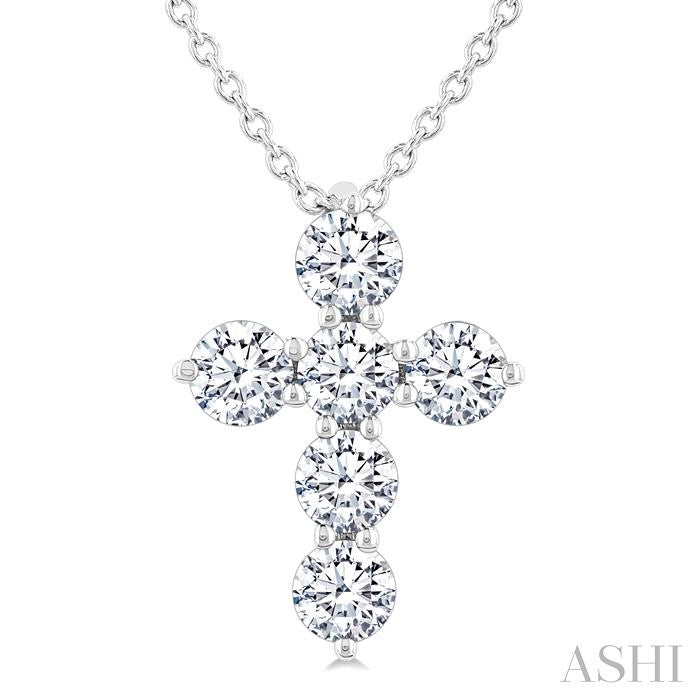 ASHI 6 Stone Cross Diamond Fashion Pendant 960C3PPFVPDWG