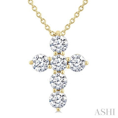 ASHI 6 Stone Cross Diamond Fashion Pendant 960C3PPFVPDYG