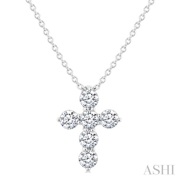 ASHI 6 Stone Cross Diamond Fashion Pendant 960C5PPFGPDWG