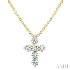 ASHI 6 Stone Cross Diamond Fashion Pendant 960C6PPFGPDYG