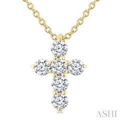 ASHI 6 Stone Cross Diamond Fashion Pendant 960C6PPFGPDYG