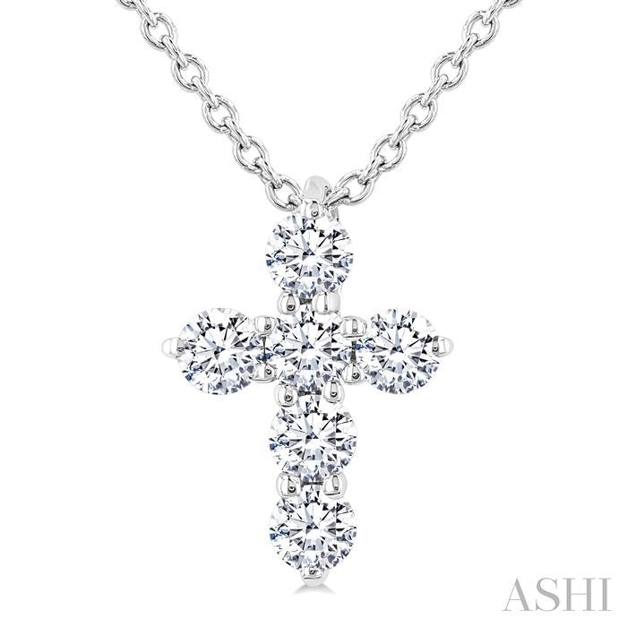 ASHI 6 Stone Cross Diamond Fashion Pendant 960C6PPFVPDWG