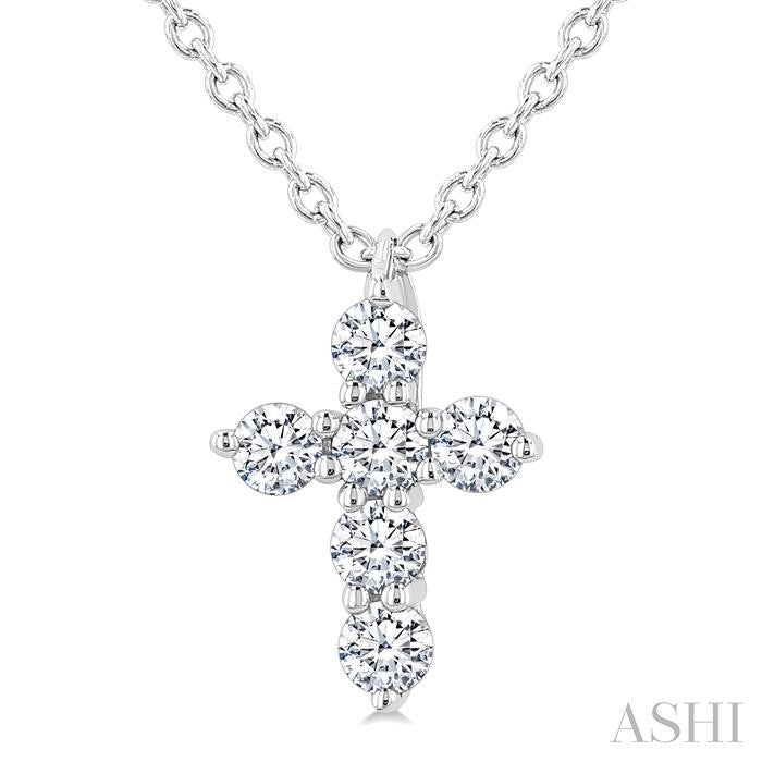 ASHI 6 Stone Cross Diamond Fashion Pendant 960C8PPFGPDWG