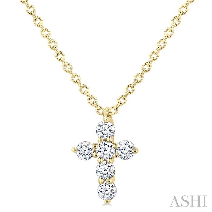 ASHI 6 Stone Cross Diamond Fashion Pendant 960C8PPFGPDYG