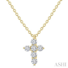 ASHI 6 Stone Cross Diamond Fashion Pendant 960C8PPFGPDYG
