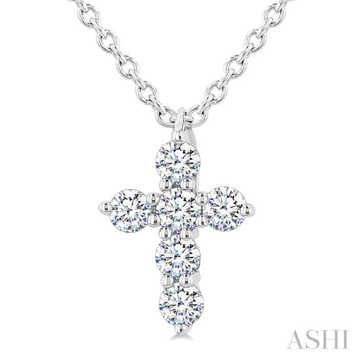 ASHI 6 Stone Cross Diamond Fashion Pendant 960C8PPFVPDWG