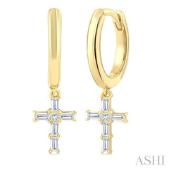 ASHI Cross Petite Diamond Fashion Hoop Earrings 960D7PPTGERYG