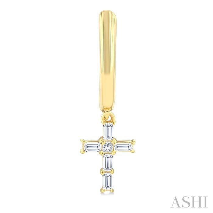 ASHI Cross Petite Diamond Fashion Hoop Earrings 960D7PPTGERYG